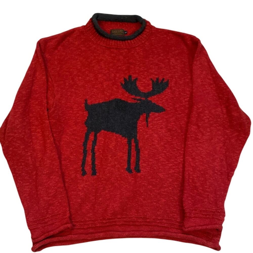 Vintage True Grit Moose Sweater Red Small Oversized Phoebe USA Unisex